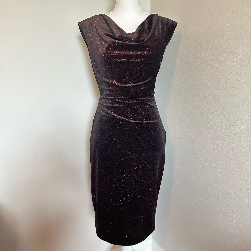 JESSICA HOWARD Velvet Cowl Sheath Dress